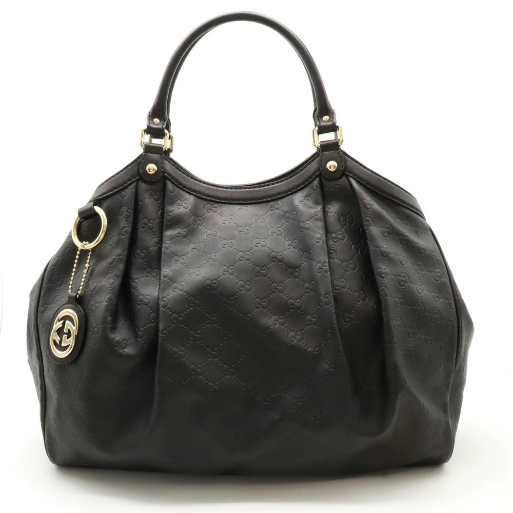 Gucci Guccissima Sukey Tote Bag Shoulder Leather Black Charm